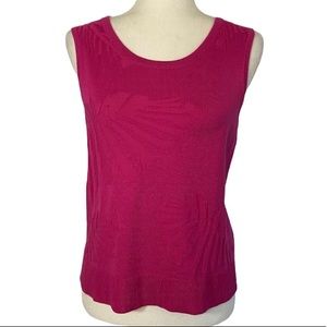 Cable & Gauge Bright Pink Sleeveless Textured Palm Leaf Knit Top Size S/P